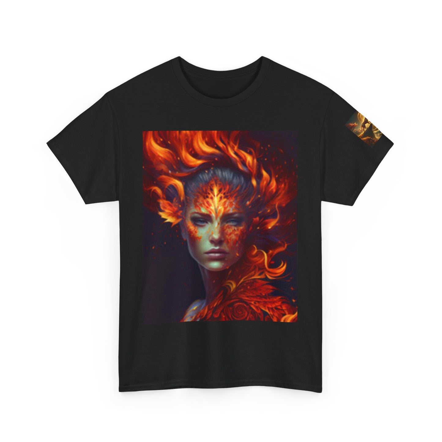Unisex Heavy Cotton Tee – Fiery Fantasy Art Shirt for Creative Souls