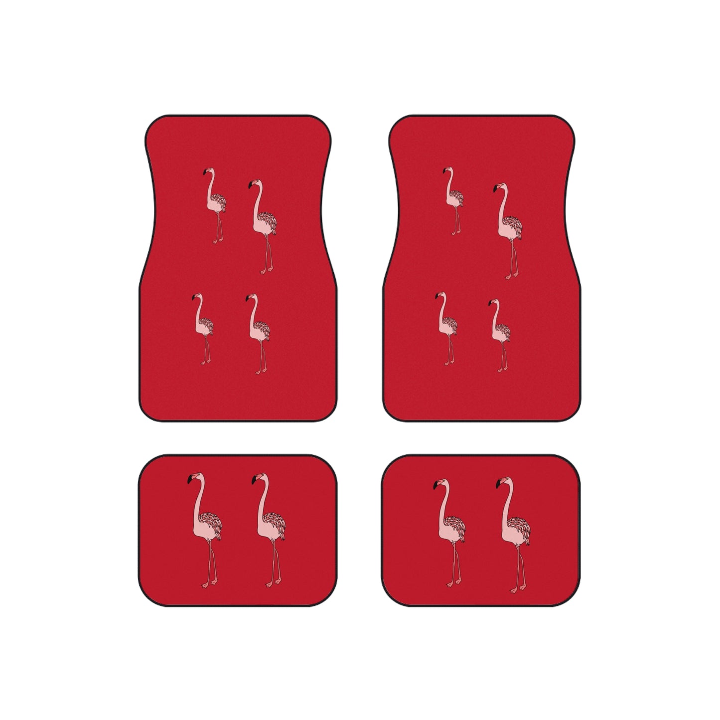 Juego de 4 elegantes alfombrillas de flamenco para coche | Decoración divertida y vibrante para el coche