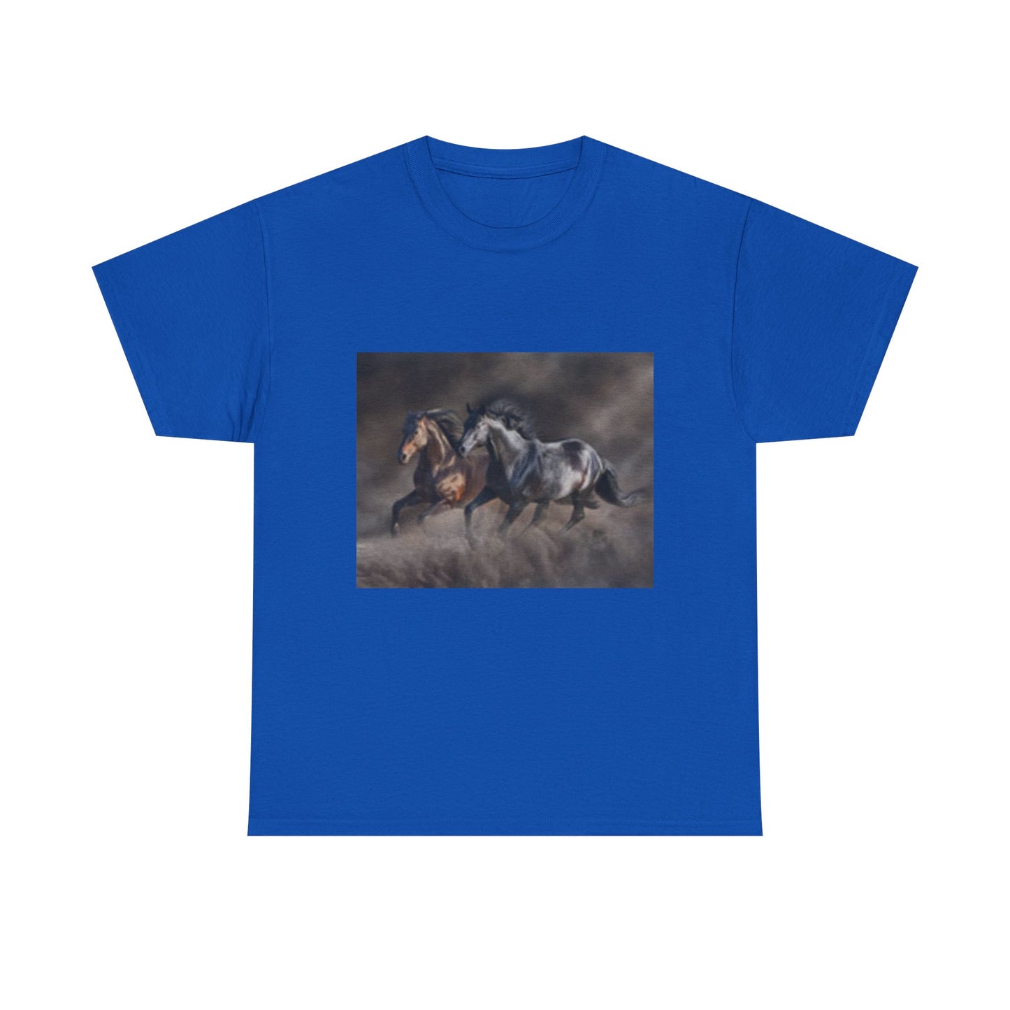 Majestic Galloping Horses Unisex Heavy Cotton Tee - Perfect for Equestrian Lovers