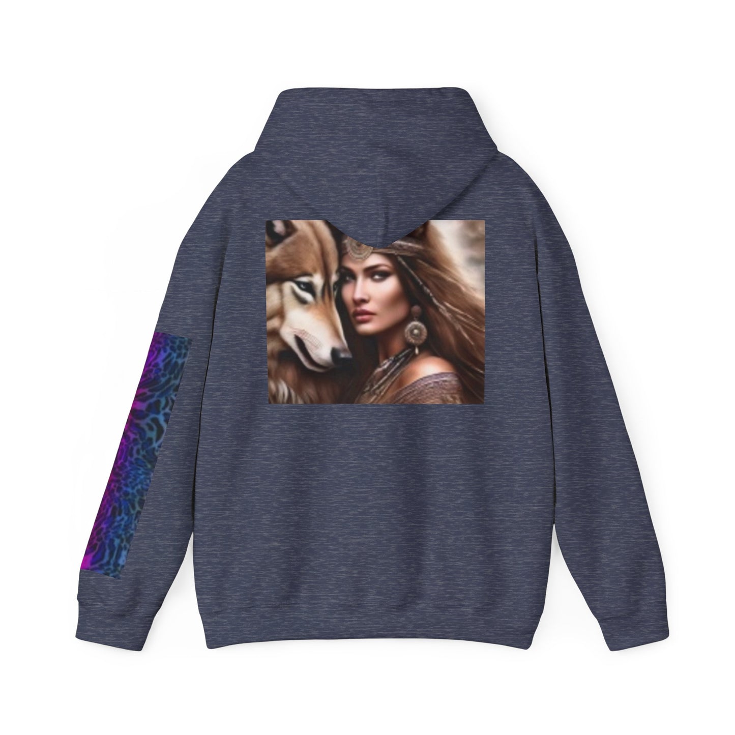 Wolf & Woman Graphic Hoodie - Unisex Heavy Blend™ Sweatshirt for Nature Lovers