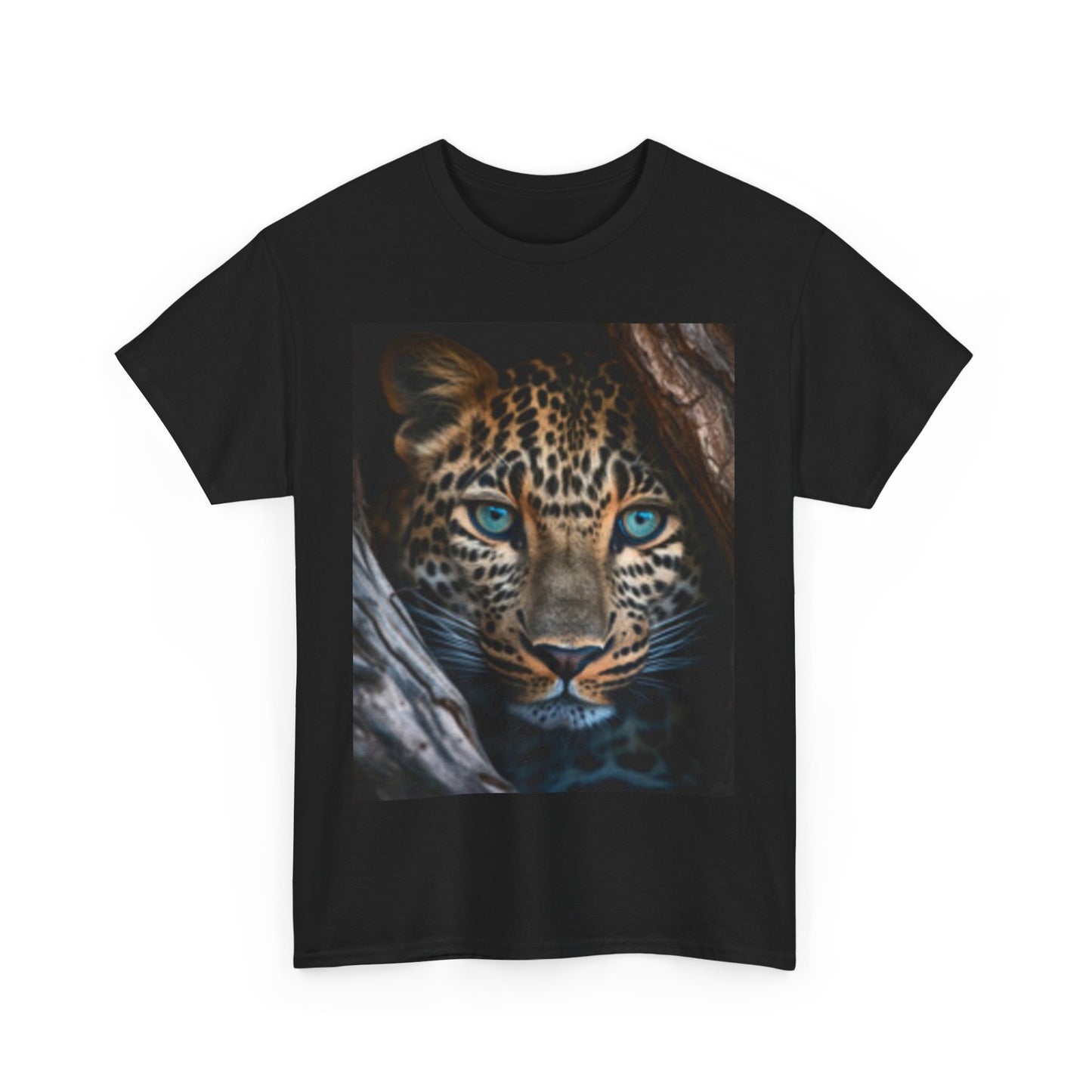 T-shirt unisexe en coton épais pour amoureux de la faune – Motif léopard féroce 