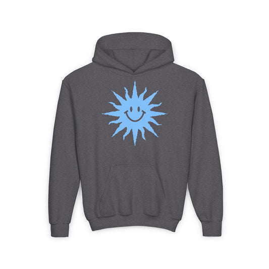 Youth Heavy Blend Hooded Sweatshirt S, M, L, XL Size Cat Jumping Over Fish Bowl