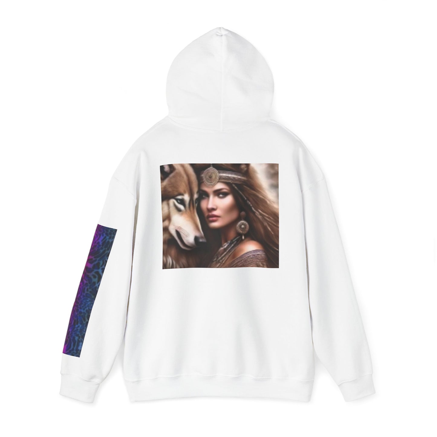 Wolf & Woman Graphic Hoodie - Unisex Heavy Blend™ Sweatshirt for Nature Lovers