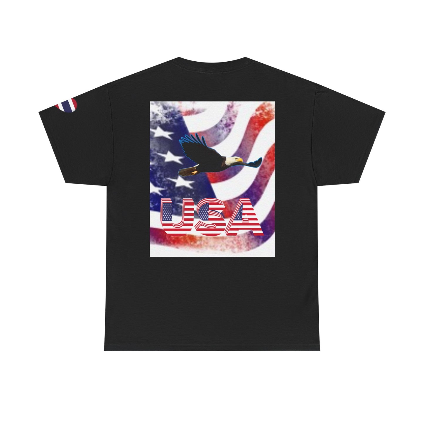Camiseta unisex de algodón grueso USA Pride - Diseño de puño patriótico y águila 