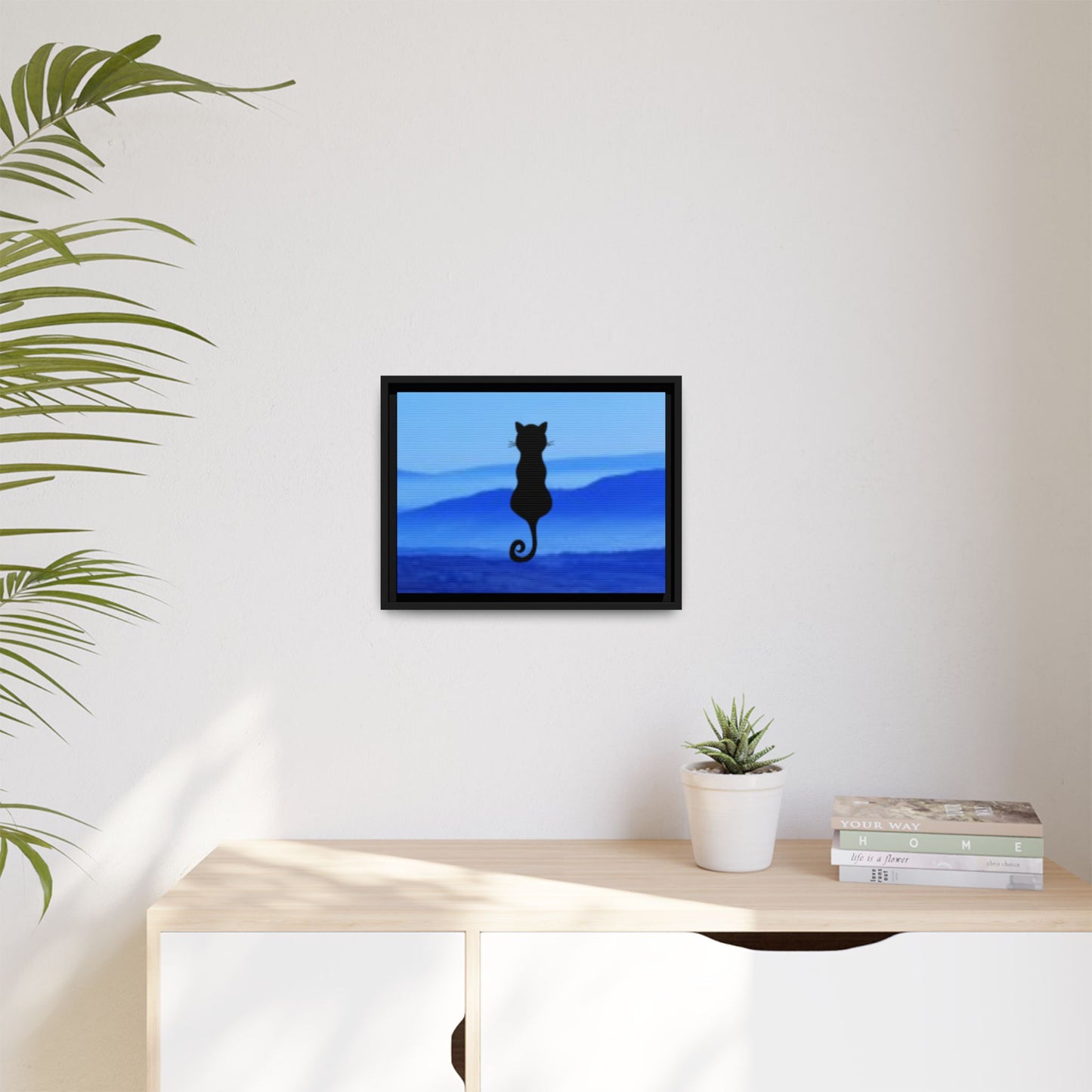 Framed Cat Silhouette Art Print, Wall Decor, Cat Lover Gift, Home Office Art, Pet Memorial
