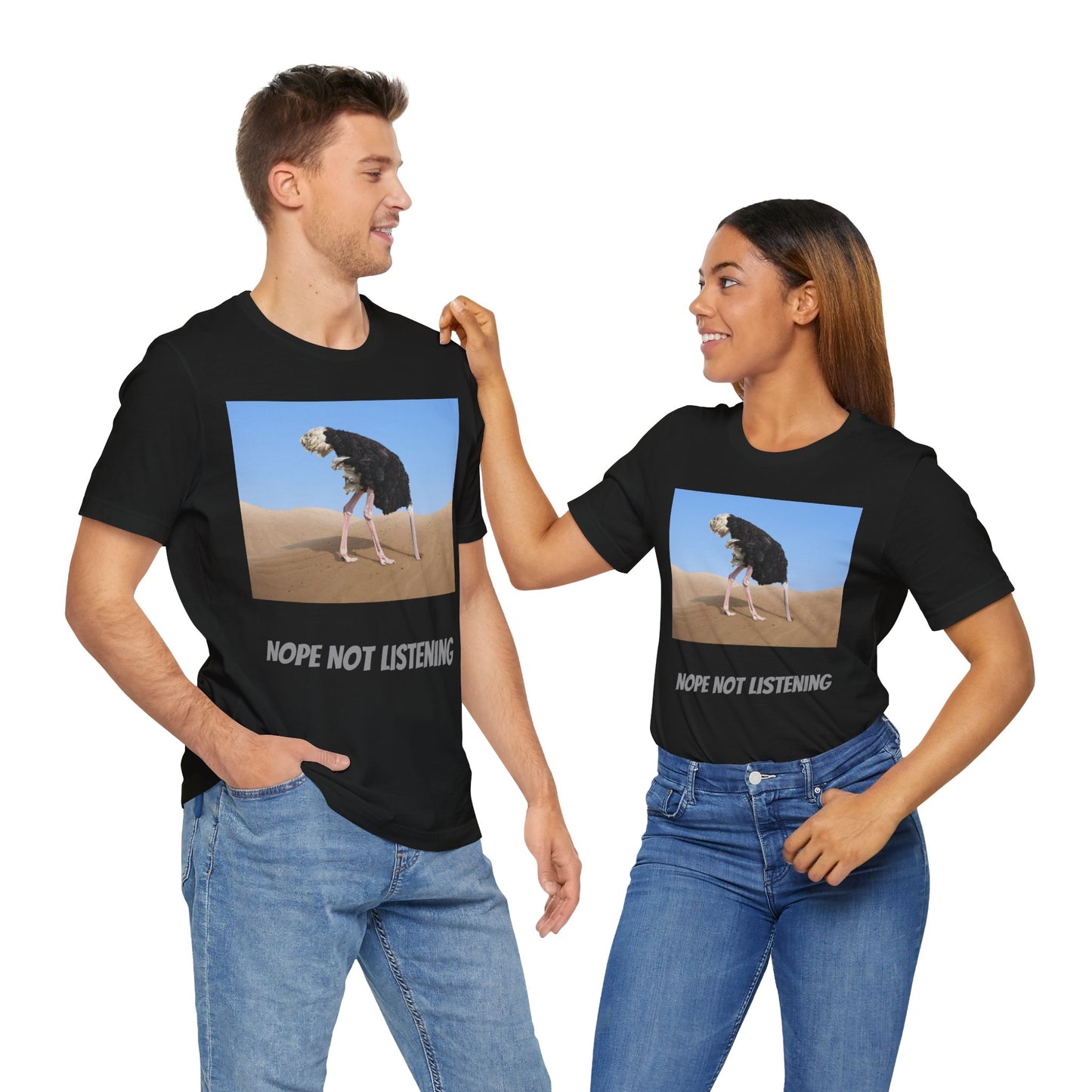 Camiseta avestruz no, no escucho