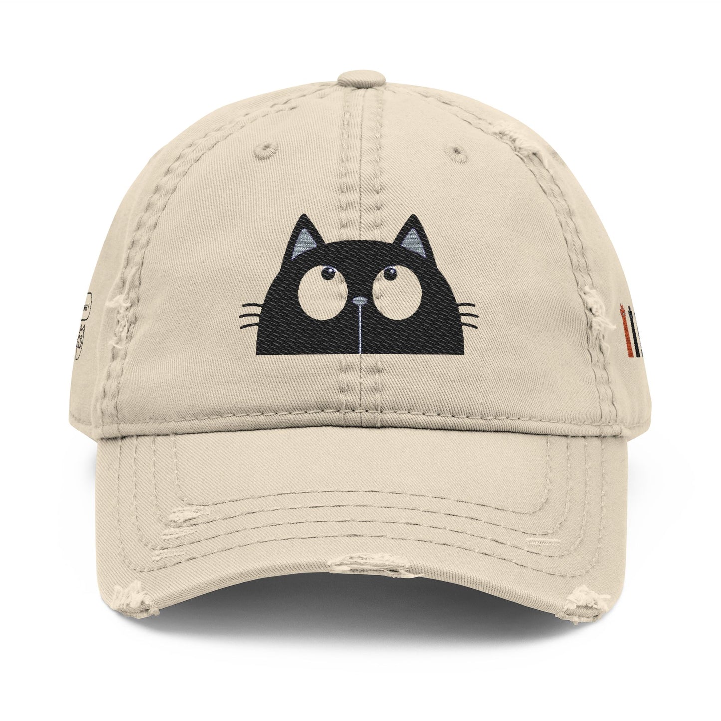 Distressed Cat Dad Hat - Embroidered, Casual Style for Cat Lovers