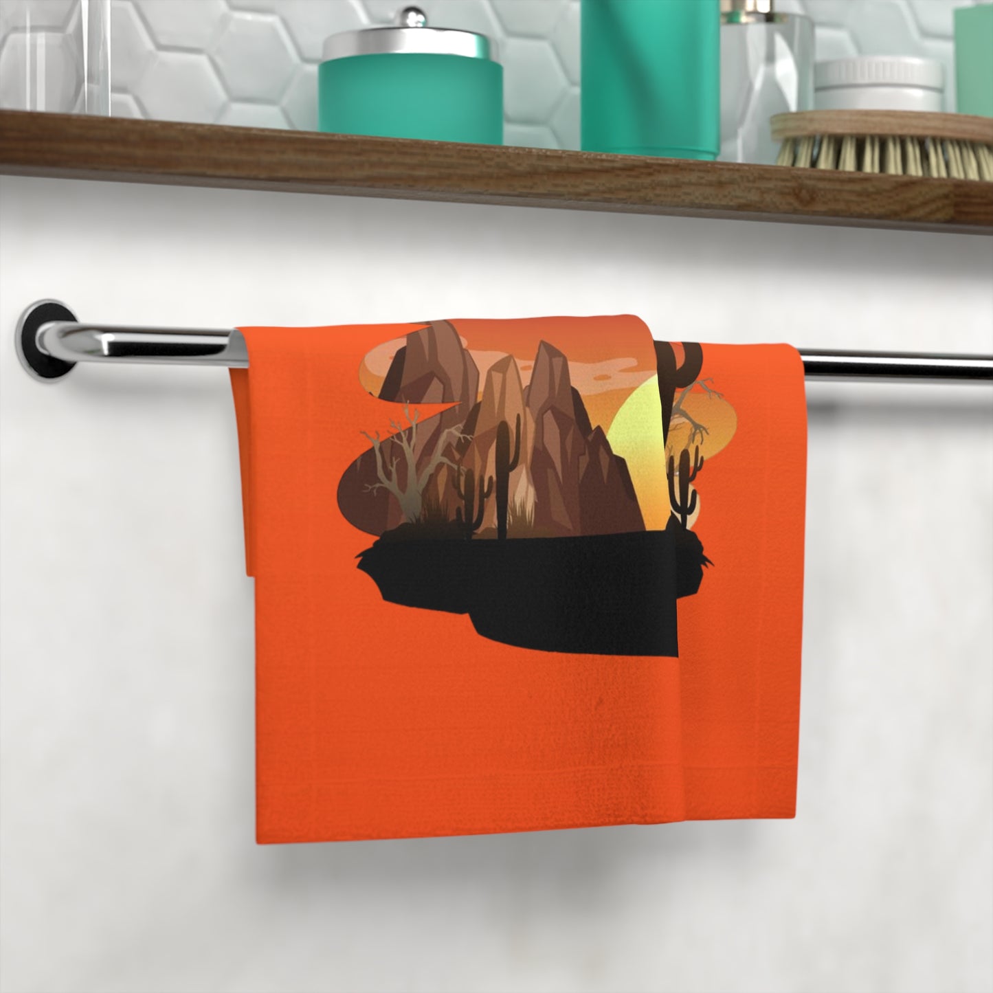 Toalla facial Desert Sunset: vibrante diseño de cactus para relajarse y cuidarse 