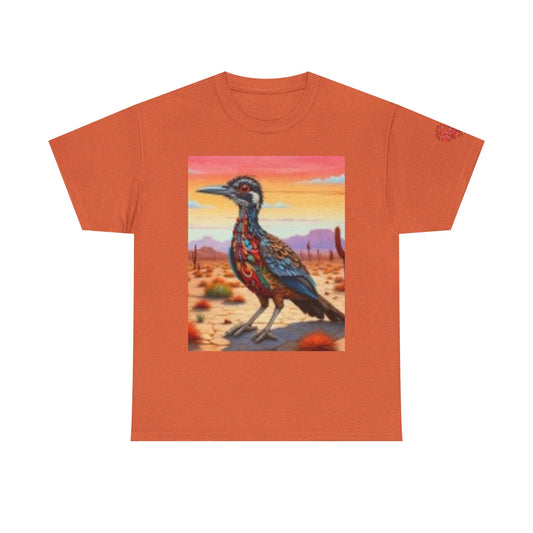 Artistic Wilderness Unisex Heavy Cotton Tee - Vibrant Bird and Scenic Landscape Design