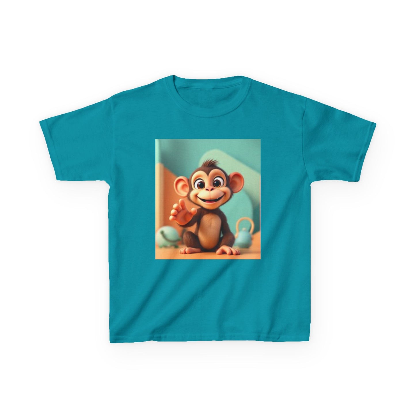 T-shirt en coton épais™ pour enfants avec motif singe amusant et cœur coloré 