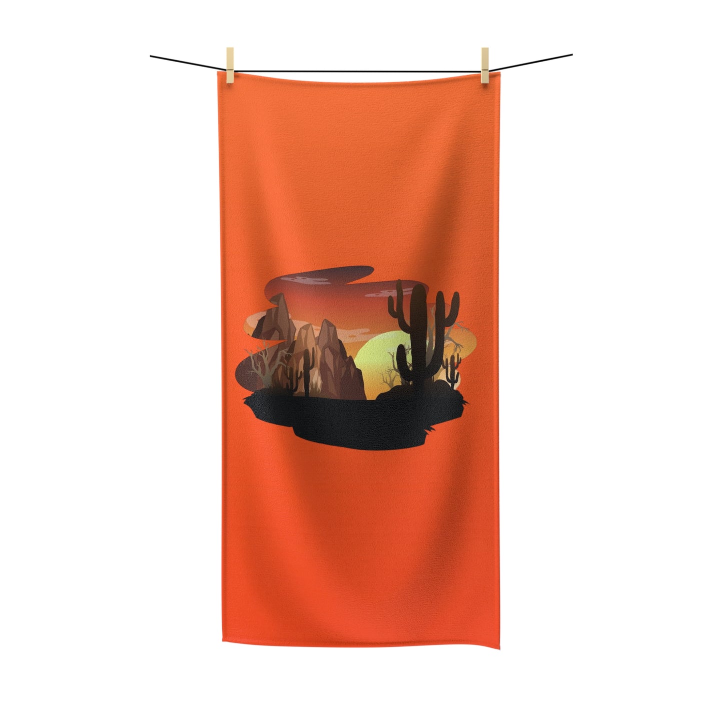 Toalla de polialgodón Desert Sunset: vibrante diseño de cactus para playa y spa