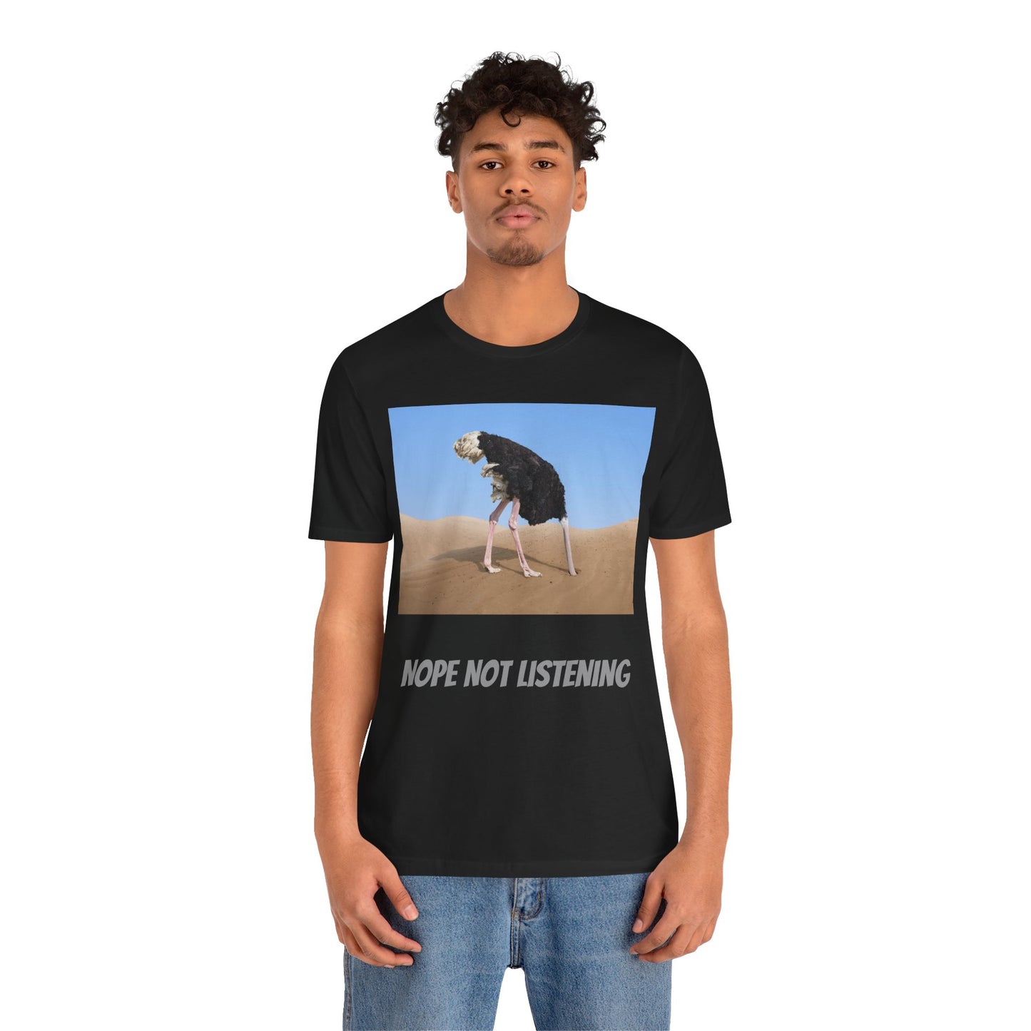 Camiseta avestruz no, no escucho