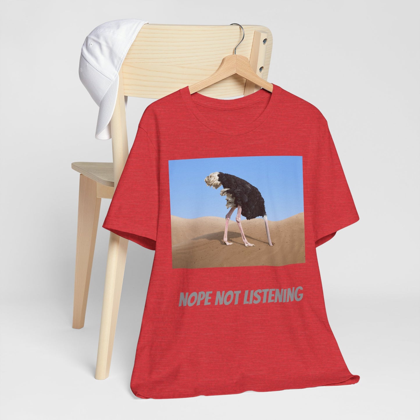 Camiseta avestruz no, no escucho