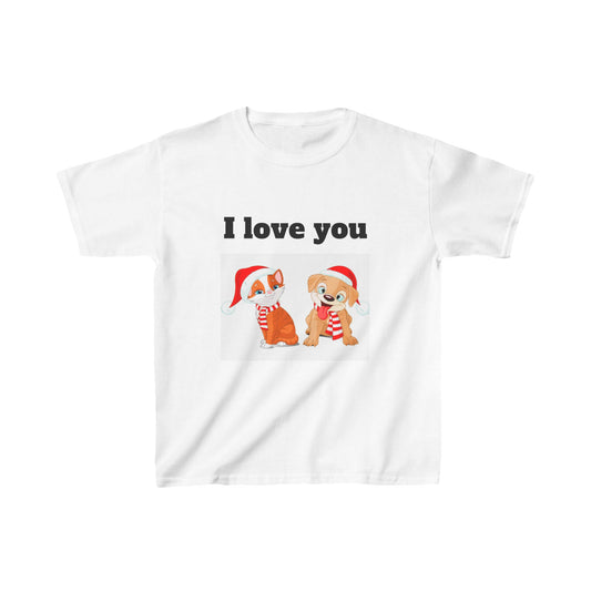 T-shirt en coton épais pour enfants avec chapeau de Père Noël et chat