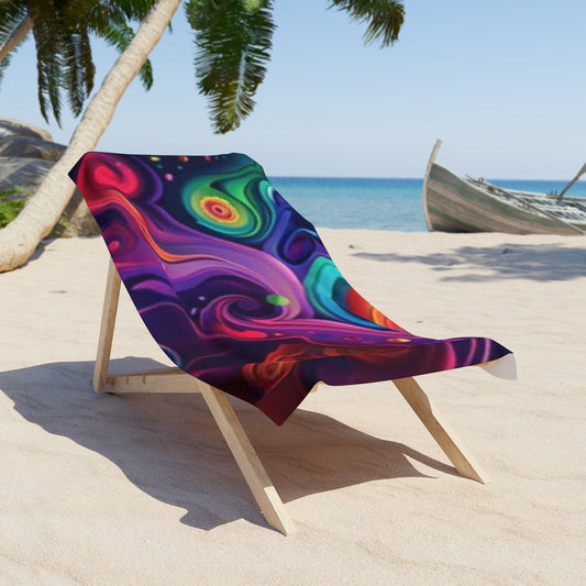 Serviette de plage abstraite et vibrante - Motif tourbillonnant coloré pour un été agréable