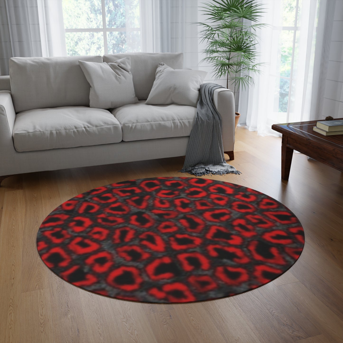 Chic Leopard Print Round Rug - Stylish Bohemian Decor for Living Spaces