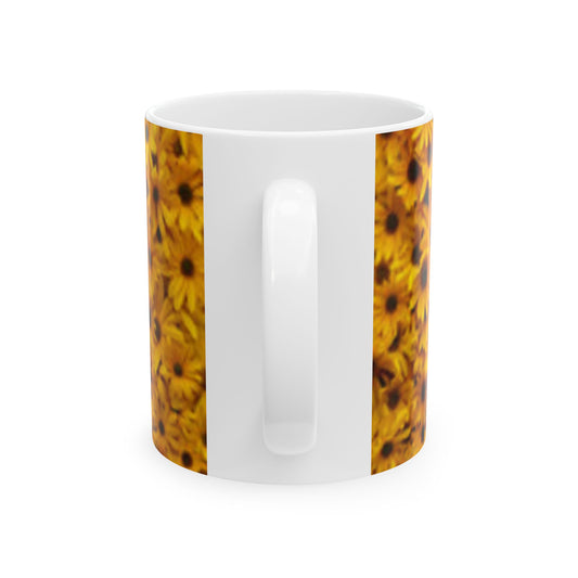 Taza de cerámica con flores brillantes - Taza de café de 11 oz y 15 oz 
