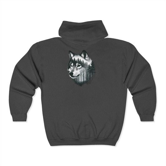 Sudadera con capucha y cremallera completa Husky Forest: sudadera unisex acogedora para amantes de los animales 