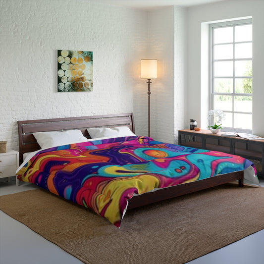 Couette psychédélique colorée - Literie bohème vibrante pour une maison chaleureuse 