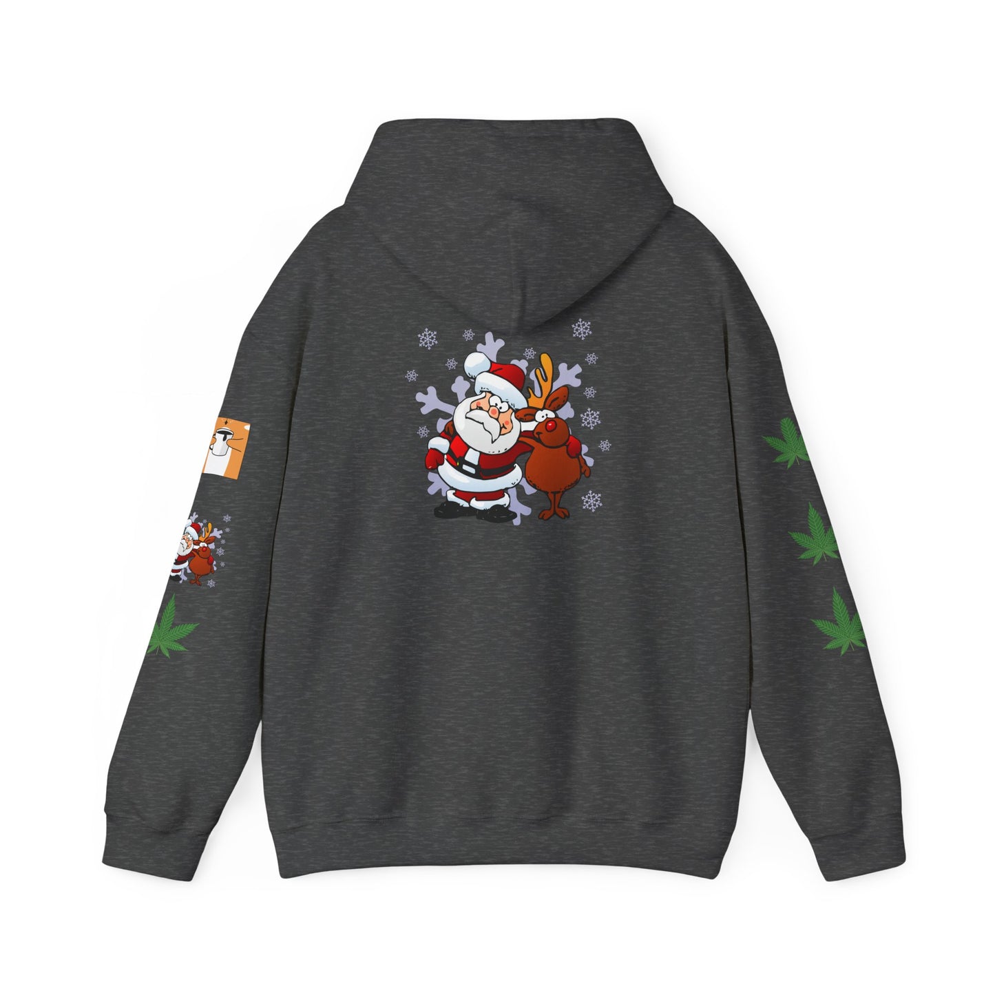 Hooded Sweatshirt Santa Claus Reindeer Marijuana Leaf
