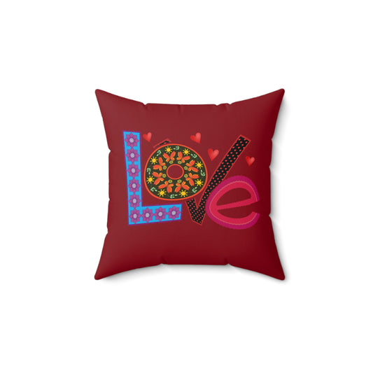 Colorful Love & Butterfly Faux Suede Pillow, Cozy Home Decor, Valentine's Gift, Bohemian Accent, Butterfly Lover's Cushion