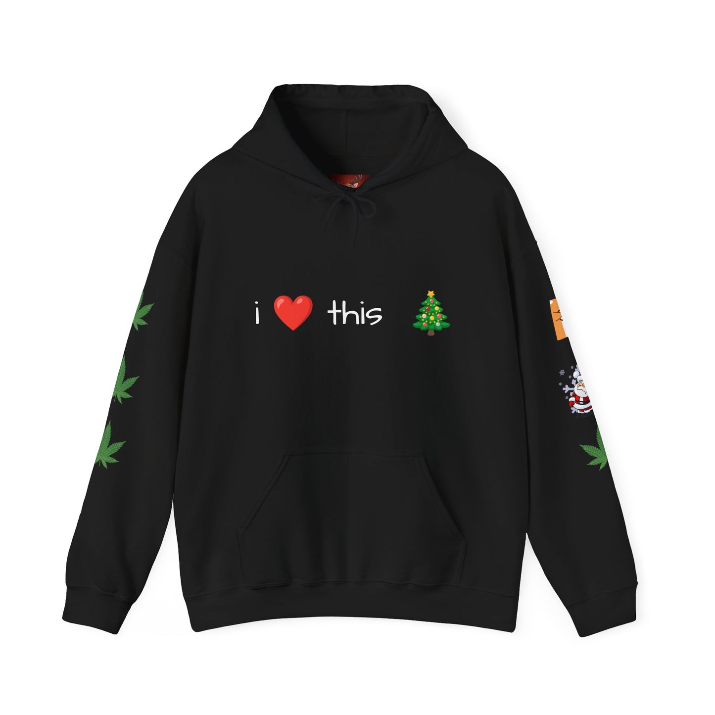Hooded Sweatshirt Santa Claus Reindeer Marijuana Leaf