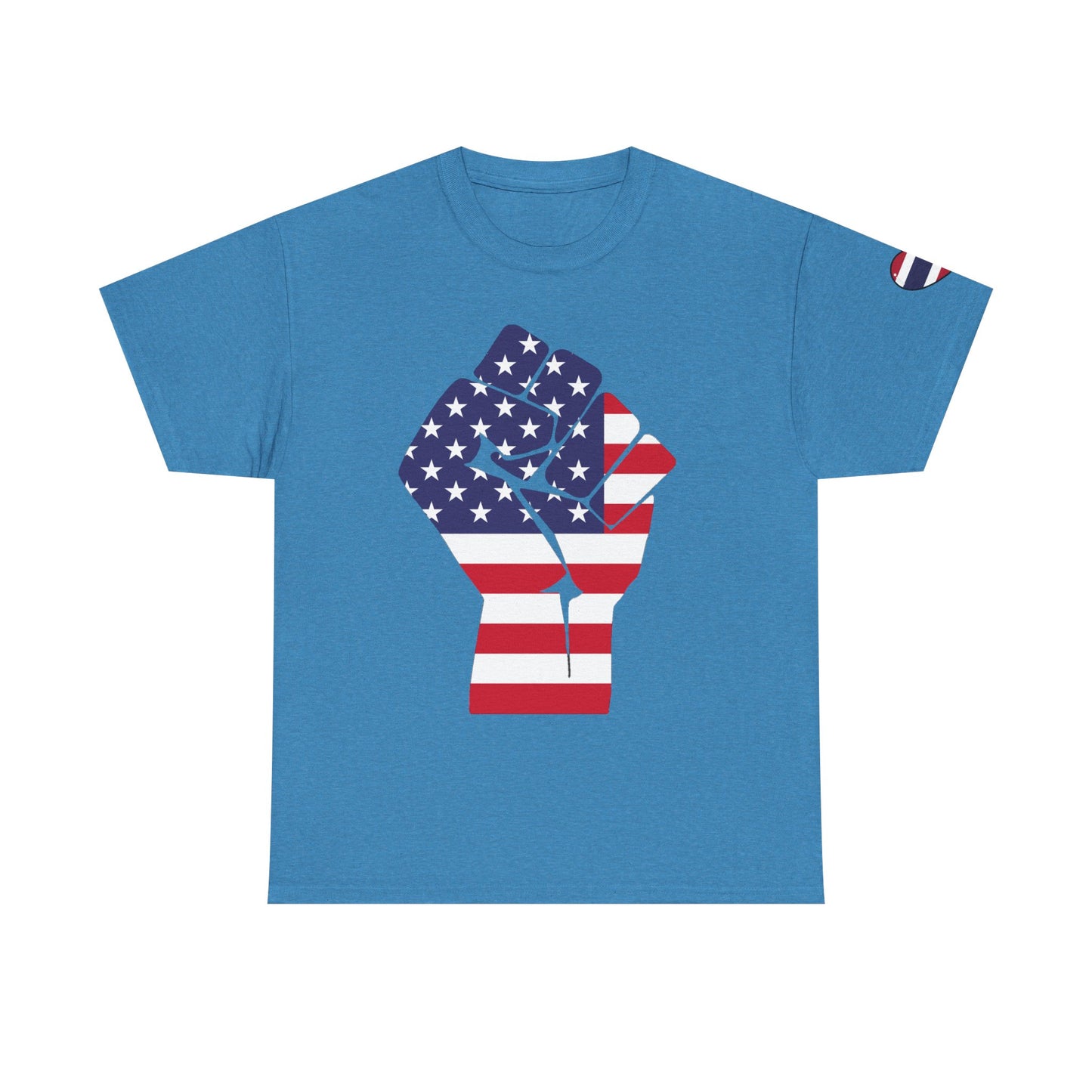 Camiseta unisex de algodón grueso USA Pride - Diseño de puño patriótico y águila 