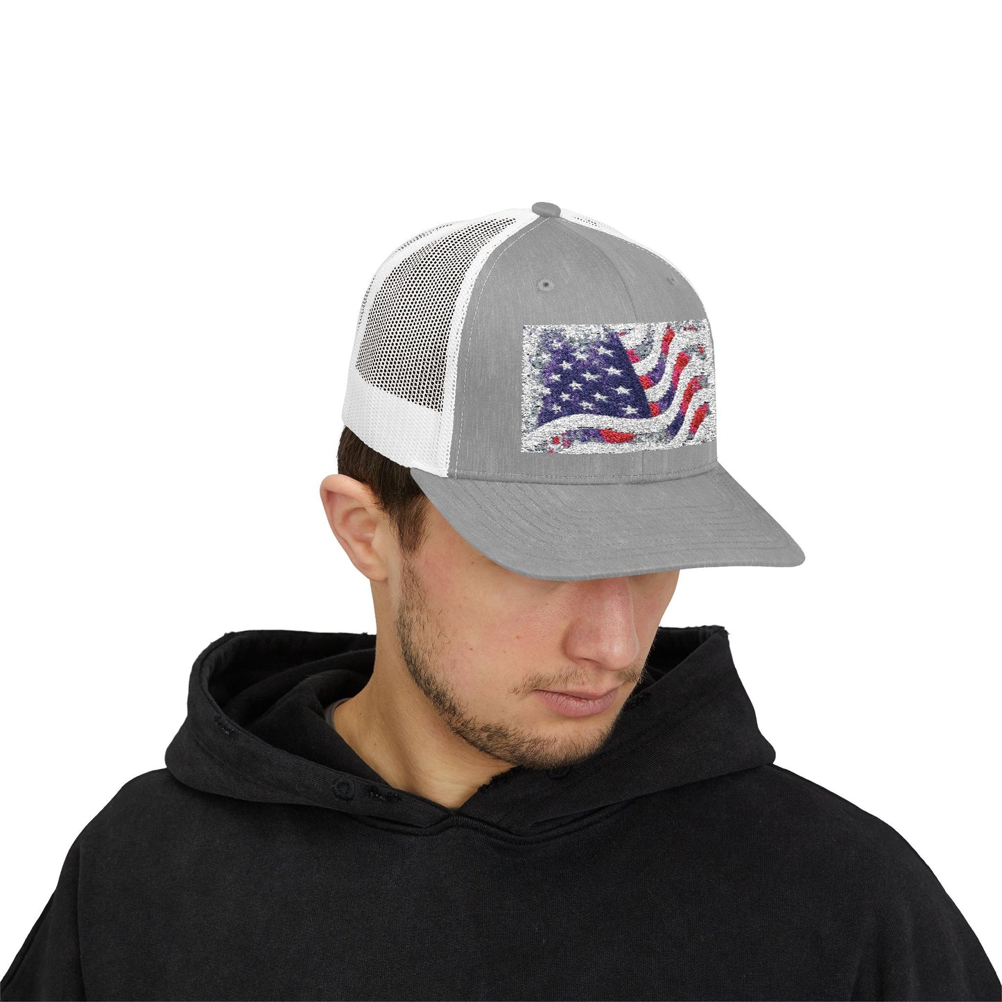 Casquette snapback patriotique style camionneur – Motif drapeau américain 