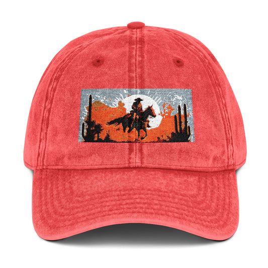 Vintage Western Embroidered Cap - Rustic Cowboy Design