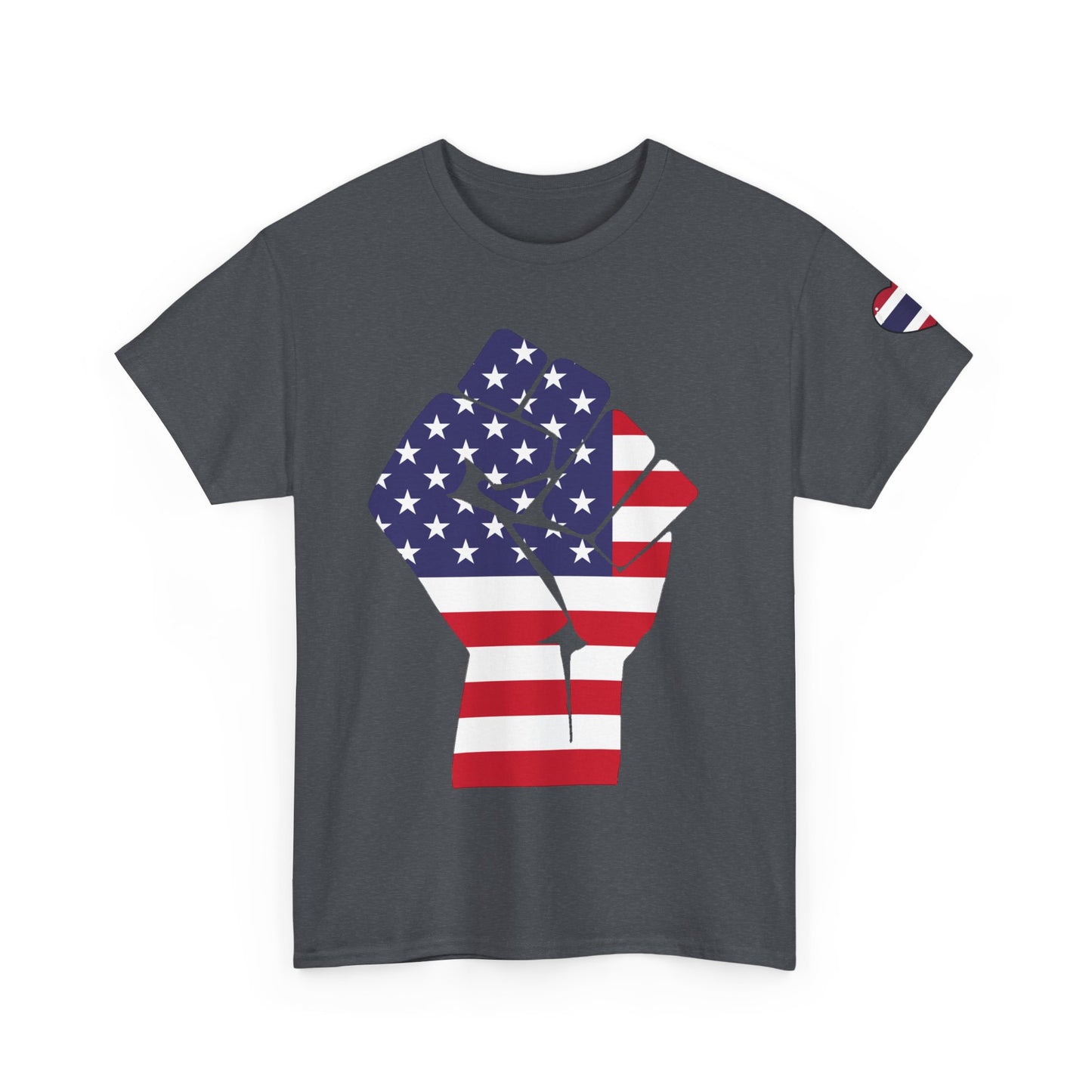Camiseta unisex de algodón grueso USA Pride - Diseño de puño patriótico y águila 