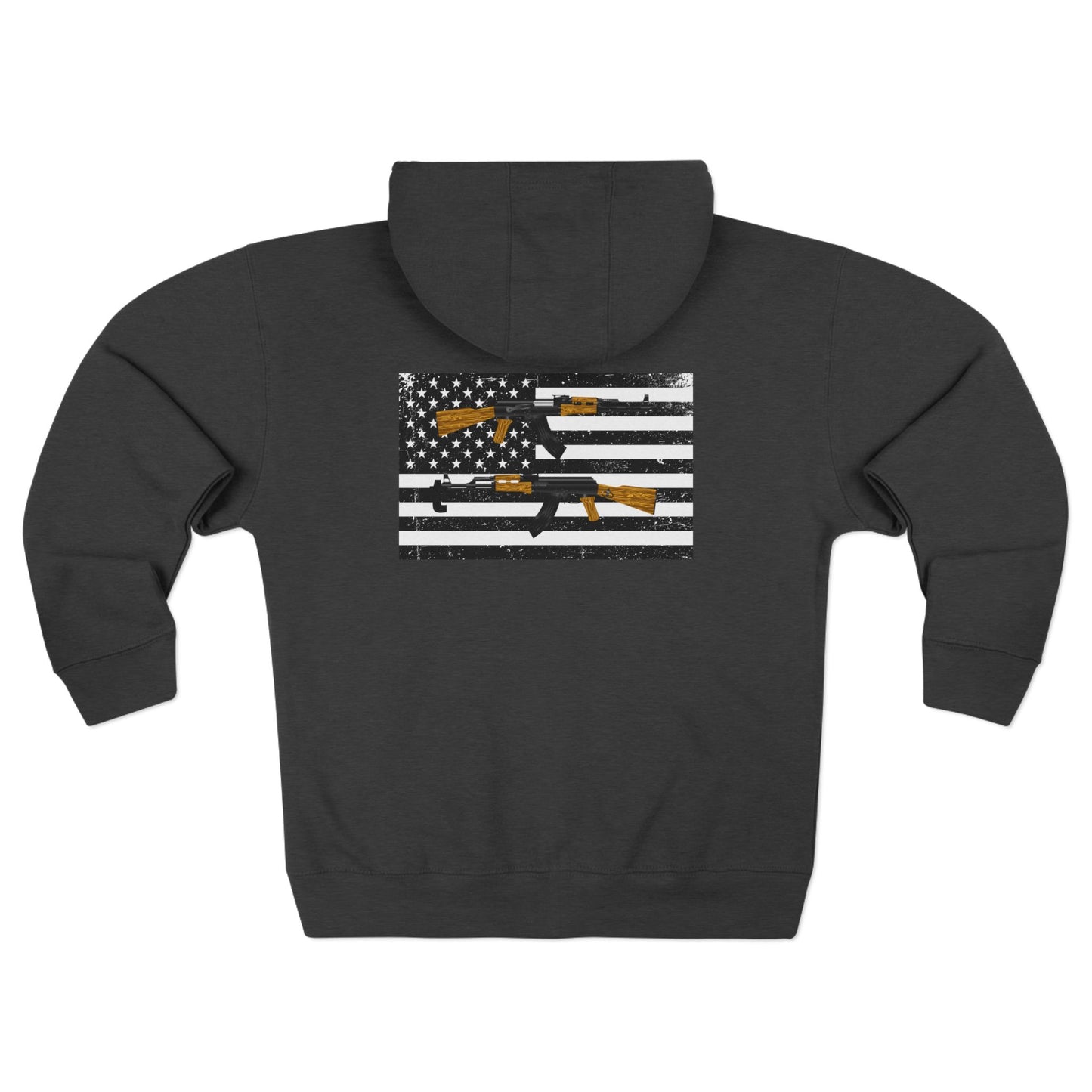 Zip Hoodie Flag with two Guns I Love America!