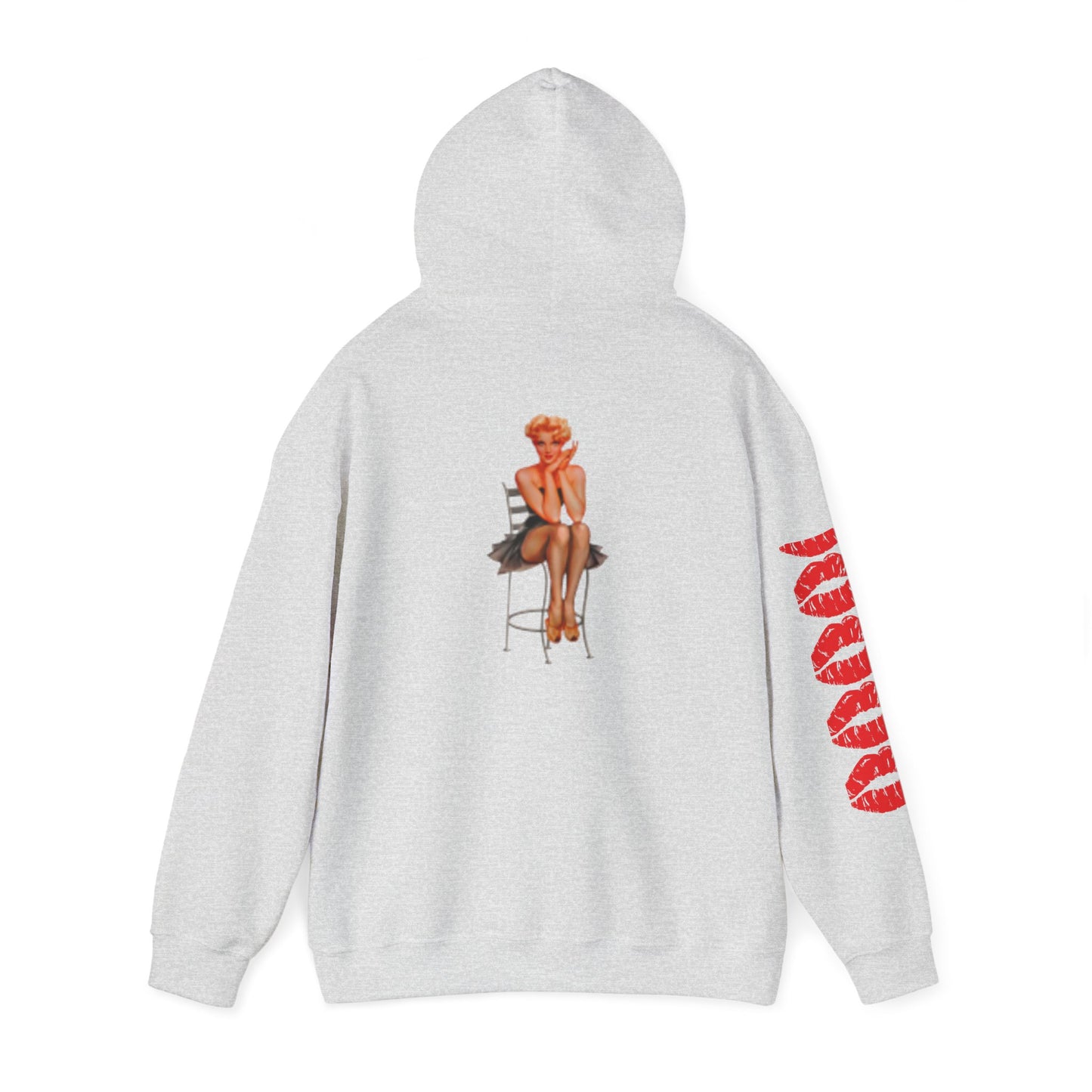 Hooded Sweatshirt Retro Beautiful Woman Red Lips