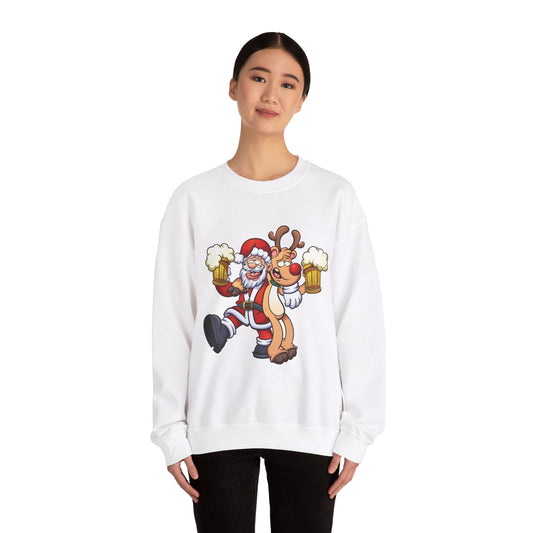 Sweat-shirt Père Noël Renne buvant de la bière 🍺
