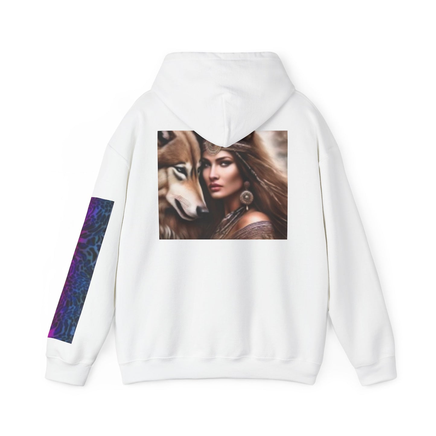Wolf & Woman Graphic Hoodie - Unisex Heavy Blend™ Sweatshirt for Nature Lovers