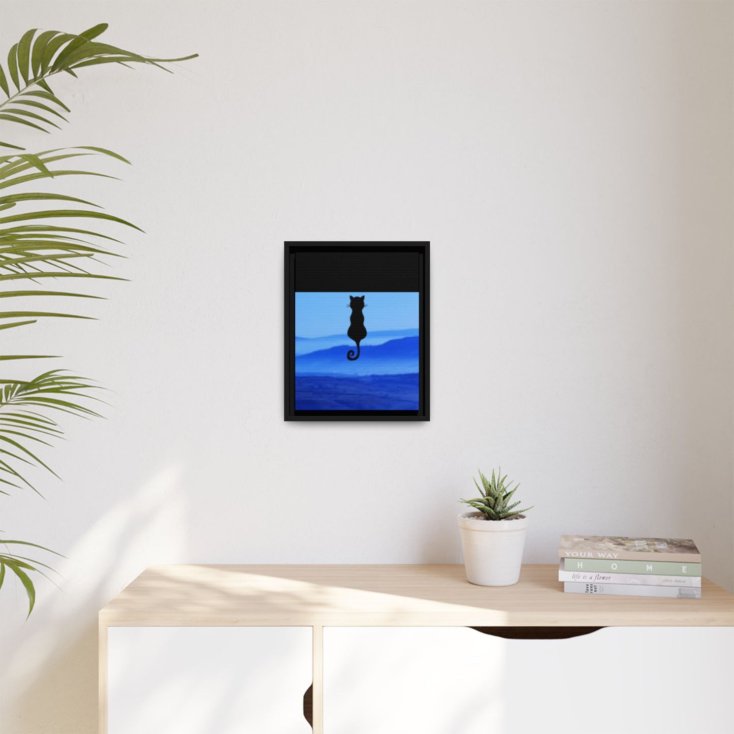 Framed Cat Silhouette Art Print, Wall Decor, Cat Lover Gift, Home Office Art, Pet Memorial