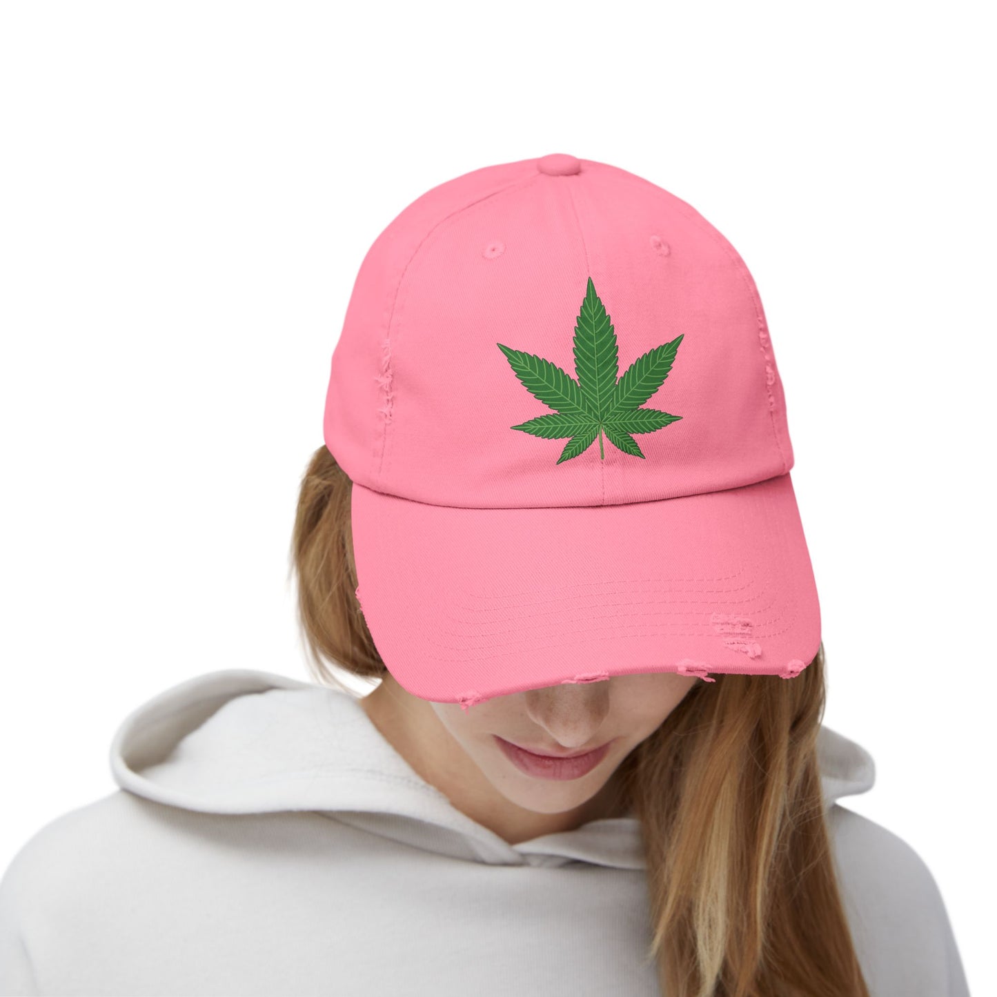 Casquette unisexe effet vieilli avec motif feuille – Streetwear décontracté pour les amoureux de la nature 