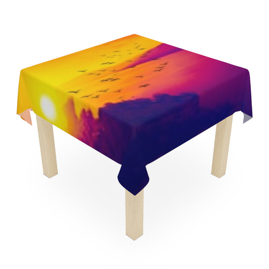 Mantel de atardecer sereno: diseño paisajístico vibrante para la decoración del hogar 