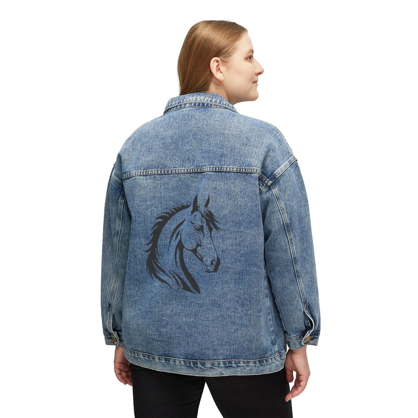 Veste en jean élégante pour femme avec motif cheval