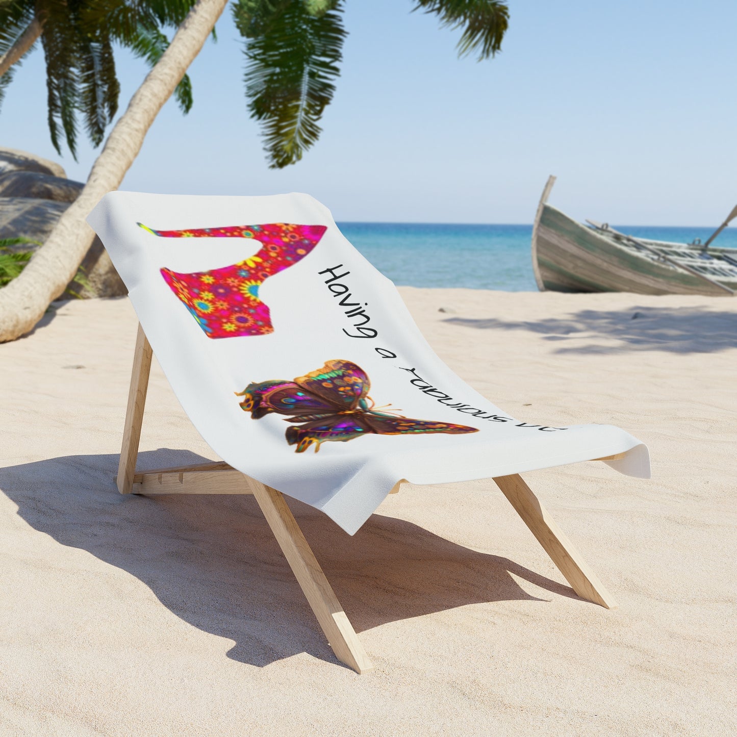 Serviette de plage fleurie à talons hauts - Accessoire d'été personnalisable 