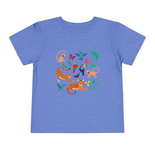 Wildlife Adventure Toddler Short Sleeve Tee - Fun Black Animal Print Shirt