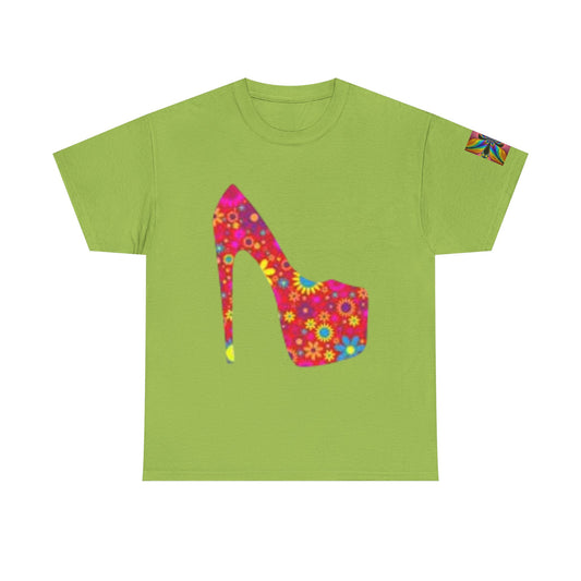 Floral High Heel Unisex Heavy Cotton Tee - Trendy Fashion Tee for Style Lovers