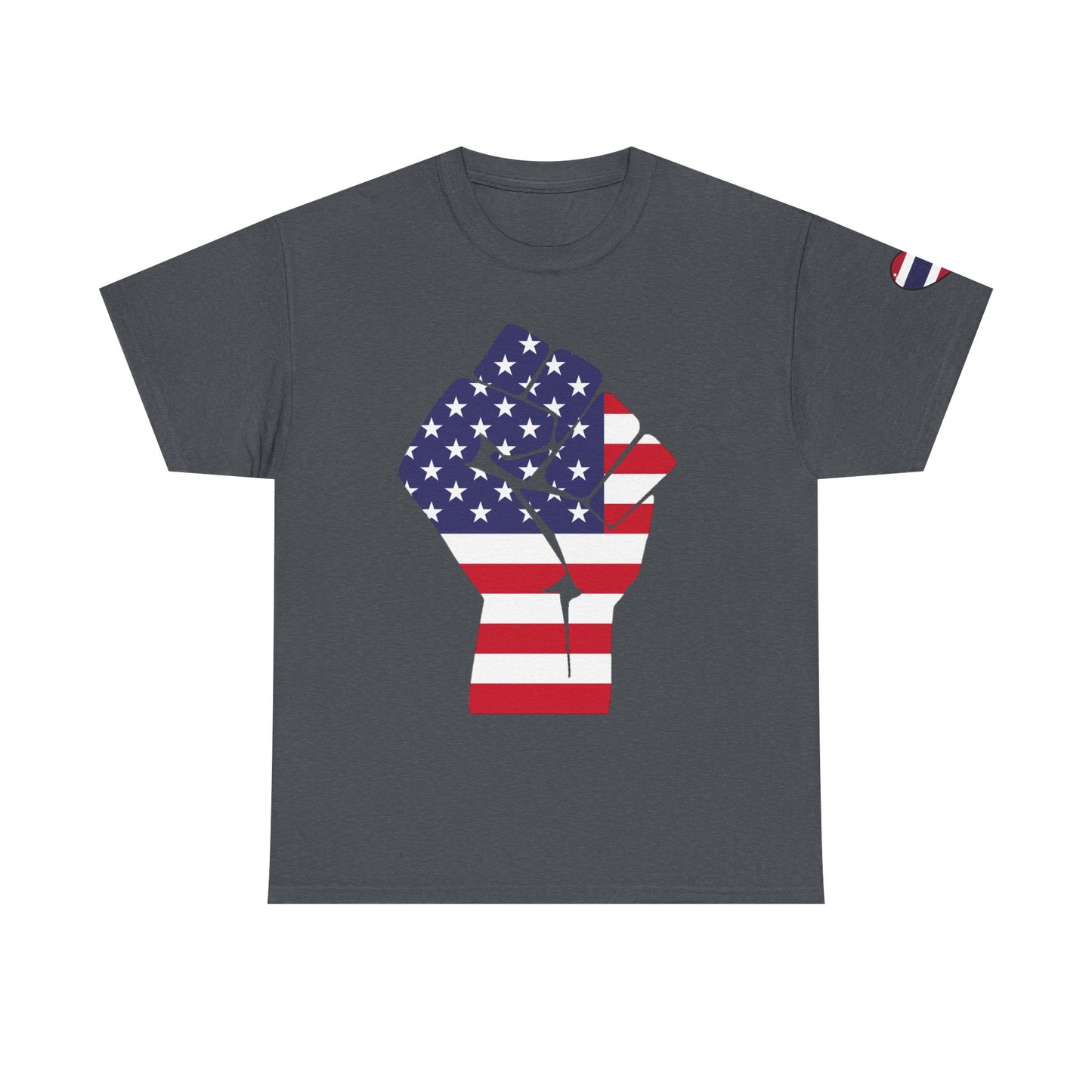 Camiseta unisex de algodón grueso USA Pride - Diseño de puño patriótico y águila 
