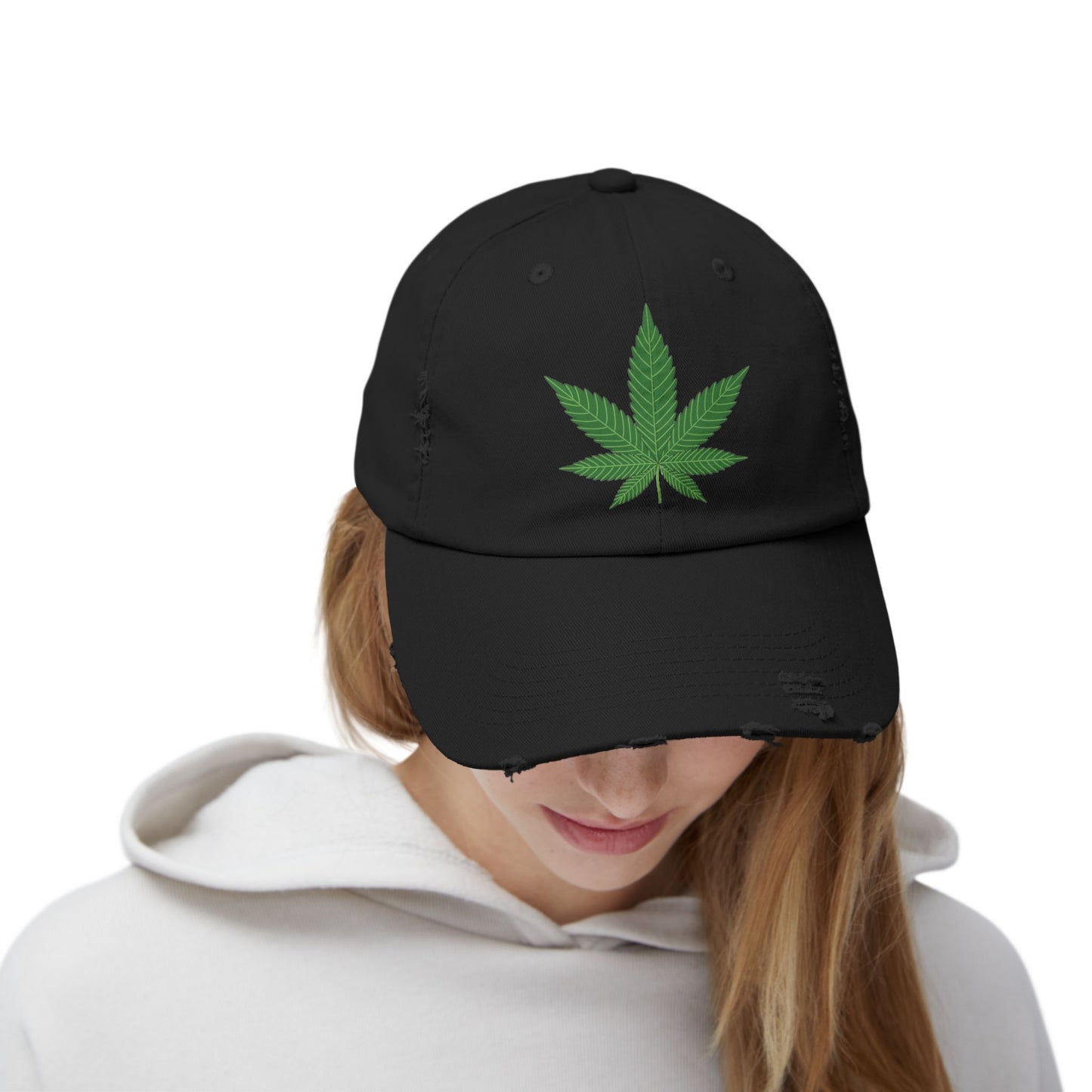Casquette unisexe effet vieilli avec motif feuille – Streetwear décontracté pour les amoureux de la nature 