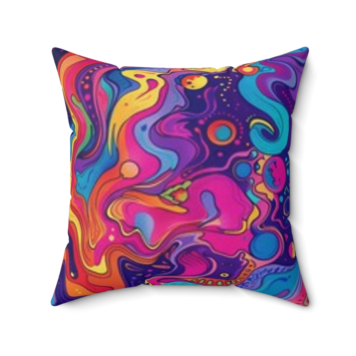 Almohada de arte abstracto vibrante - Cojín decorativo de poliéster hilado colorido
