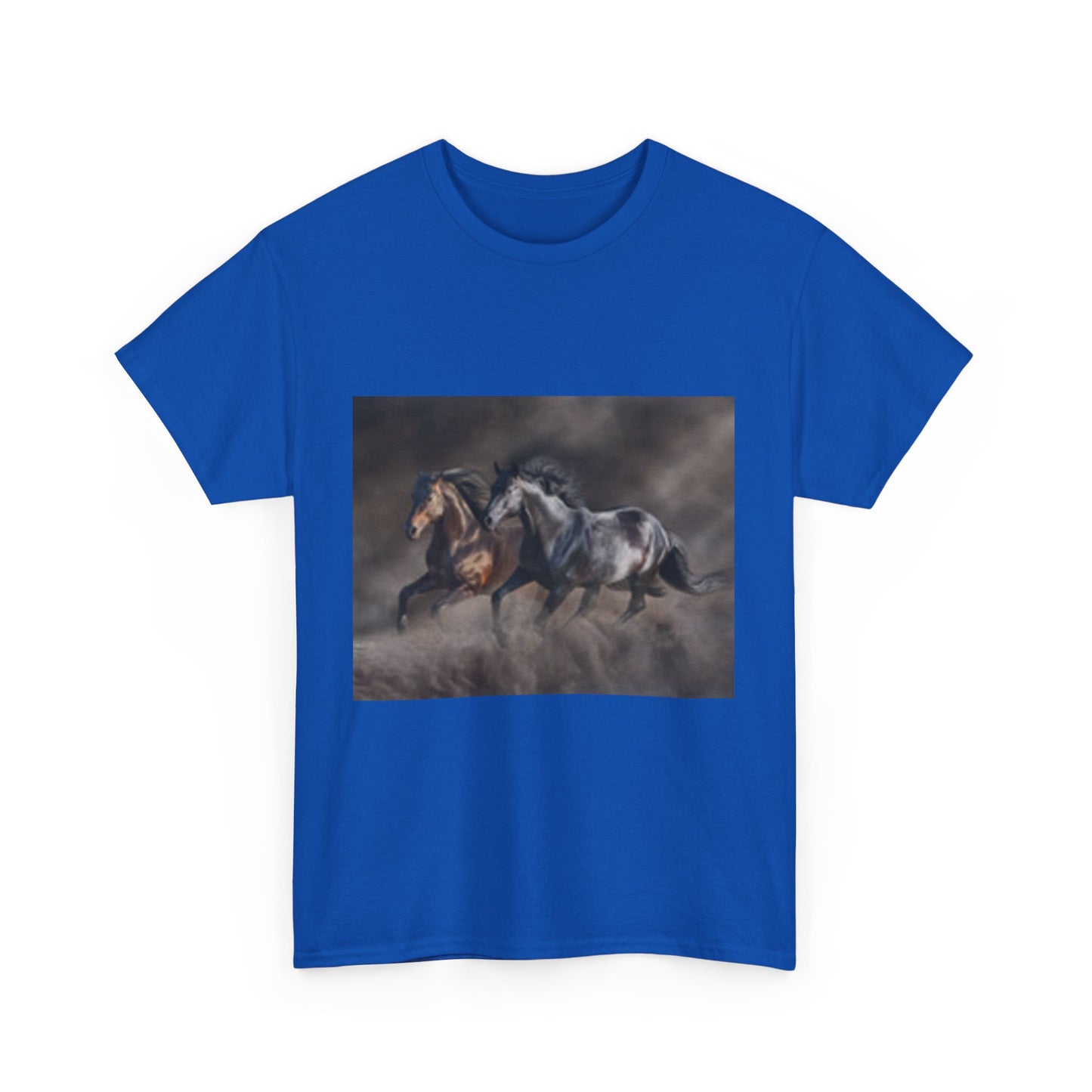 Majestic Galloping Horses Unisex Heavy Cotton Tee - Perfect for Equestrian Lovers