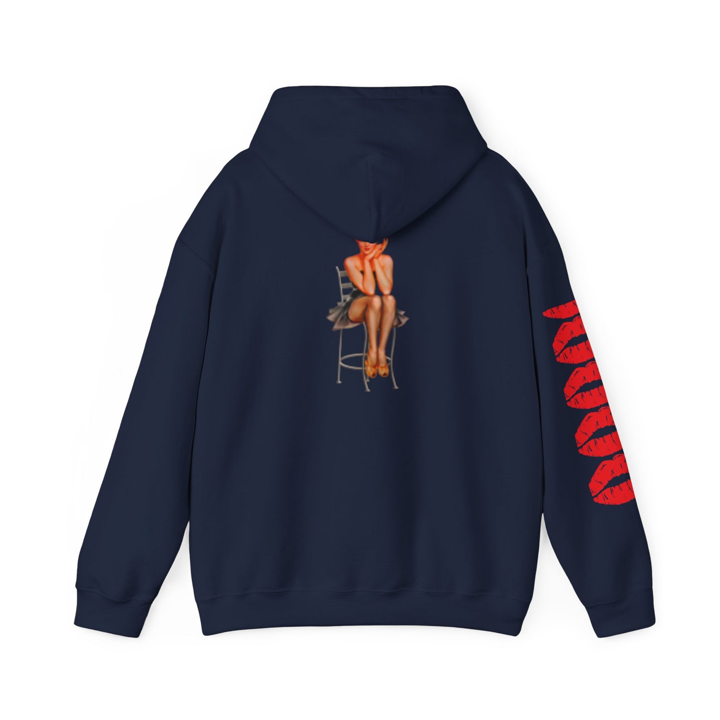 Hooded Sweatshirt Retro Beautiful Woman Red Lips
