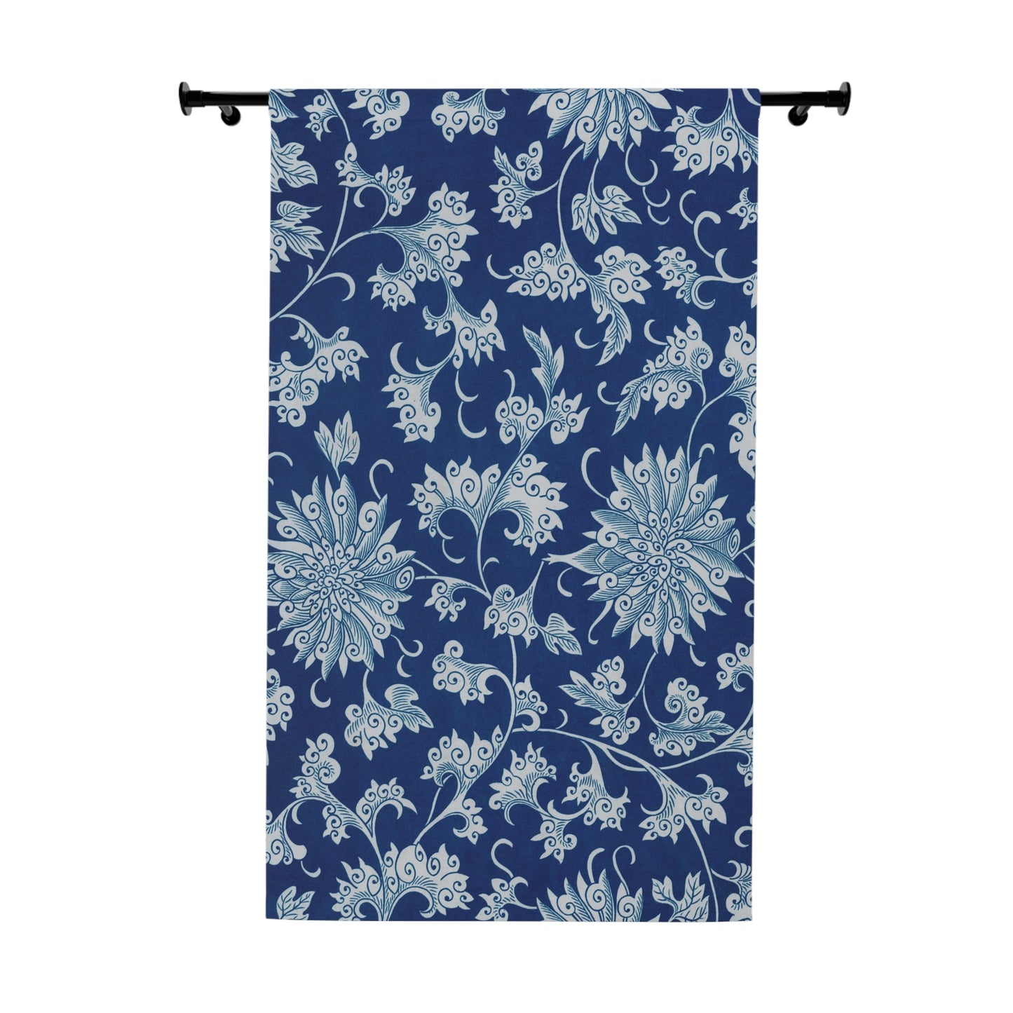 Rideaux de fenêtre 50"x 84" (1 pièce) Motif de fleurs bleues antiques