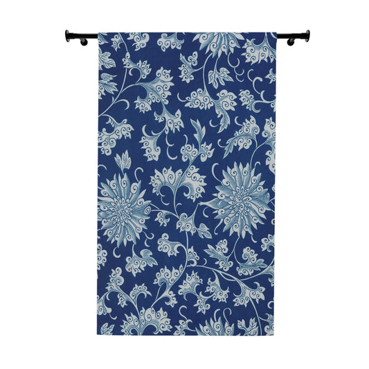 Rideaux de fenêtre 50"x 84" (1 pièce) Motif de fleurs bleues antiques