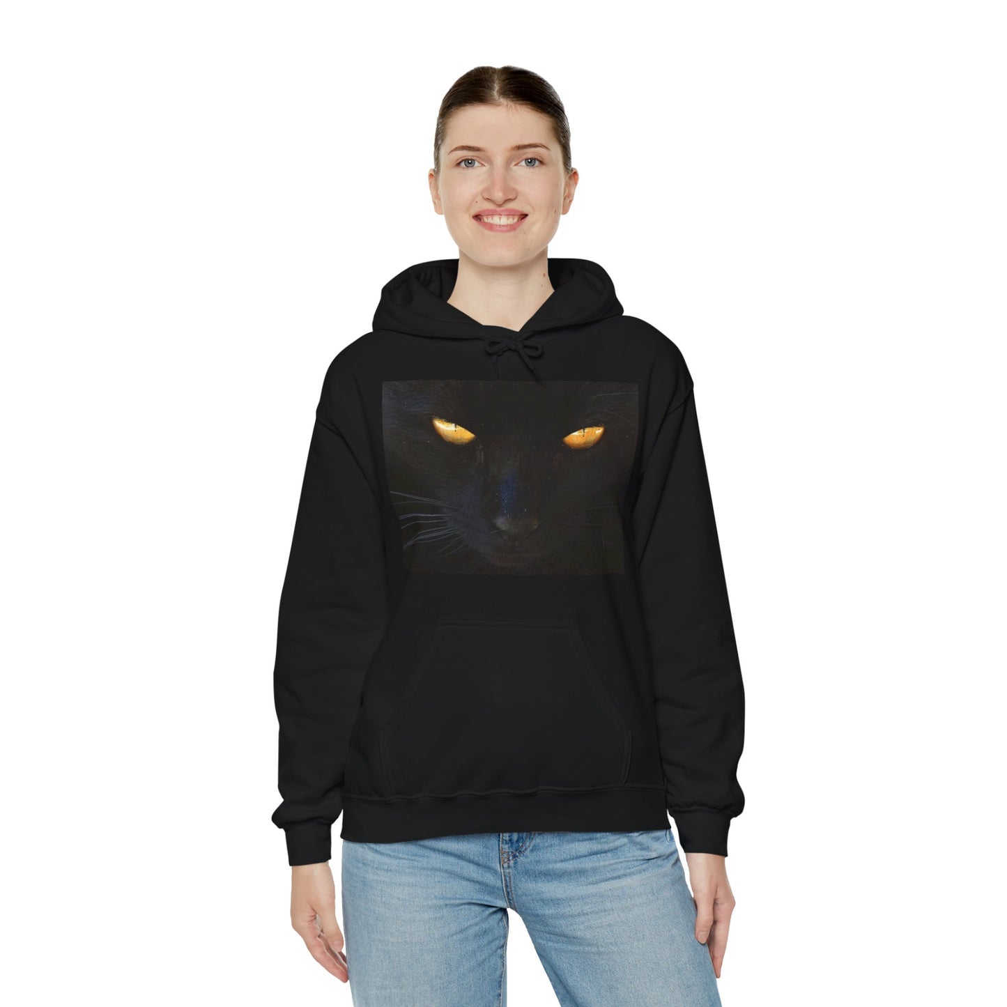 Hooded Sweatshirt Black Cat Face