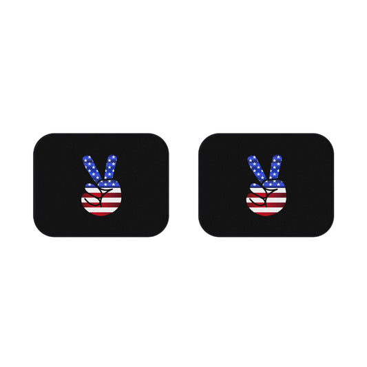 Car Mats (2x Rear) Peace Sign Red White Blue